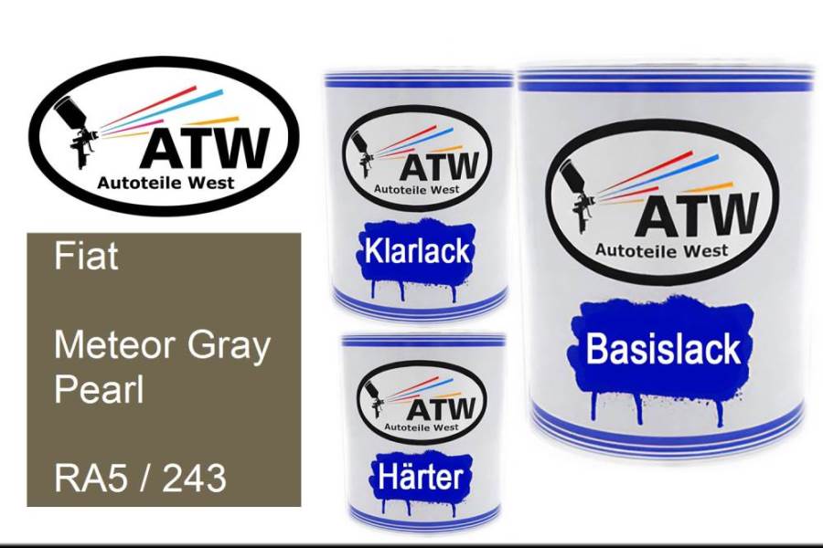 Fiat, Meteor Gray Pearl, RA5 / 243: 1L Lackdose + 1L Klarlack + 500ml Härter - Set, von ATW Autoteile West.